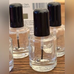 NEW Set of 6 Clear Nail Polish Bottles with Black Caps